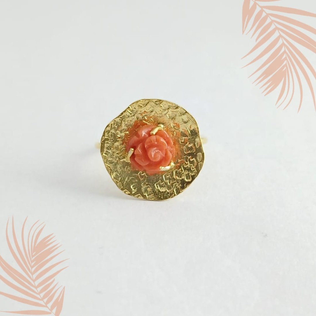 Coral Flower Silver Ring