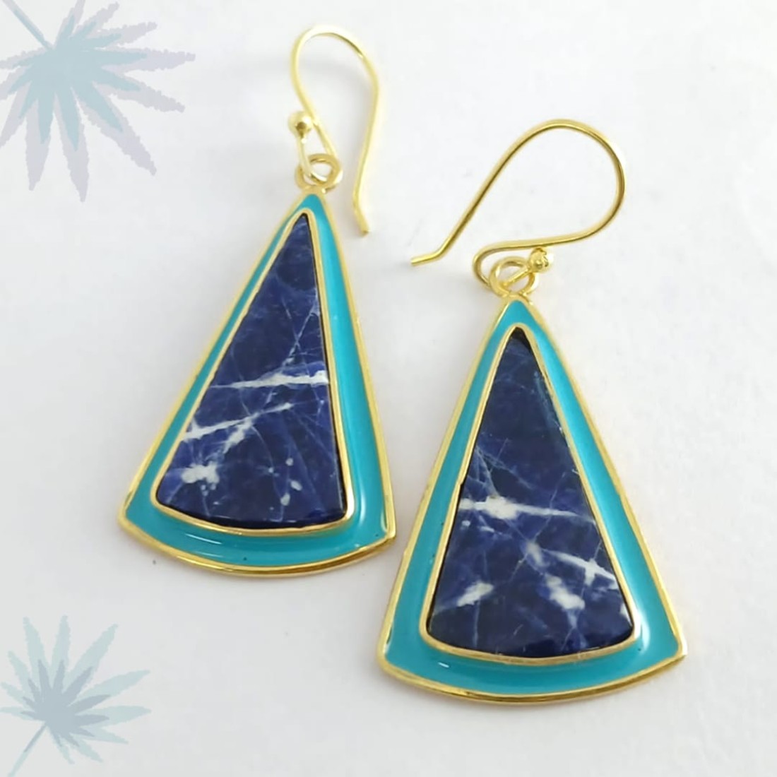 Triangle Blue Sodalite Silver Earring