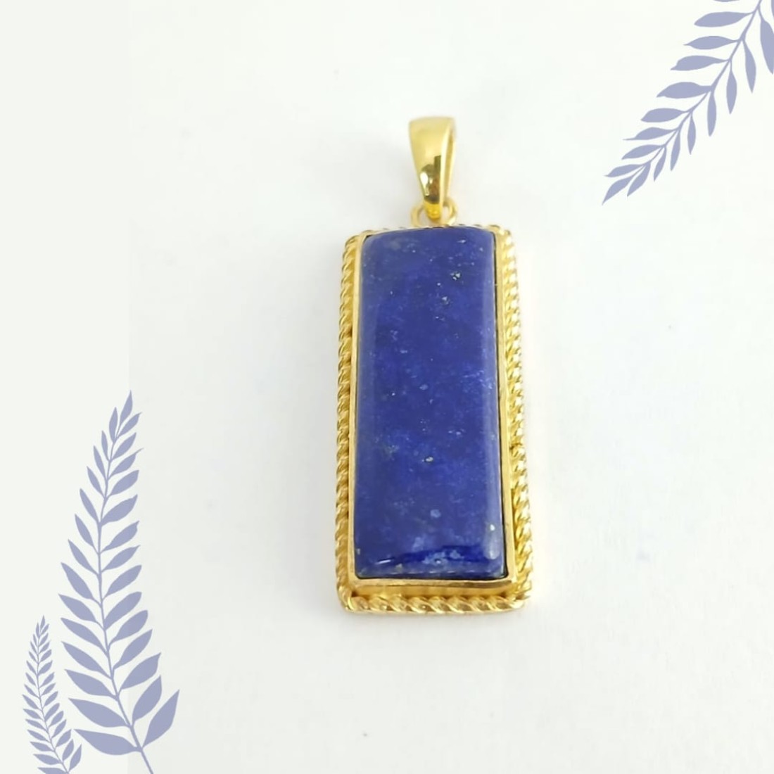 Rectangular Blue Lapis Silver Pendant for Men