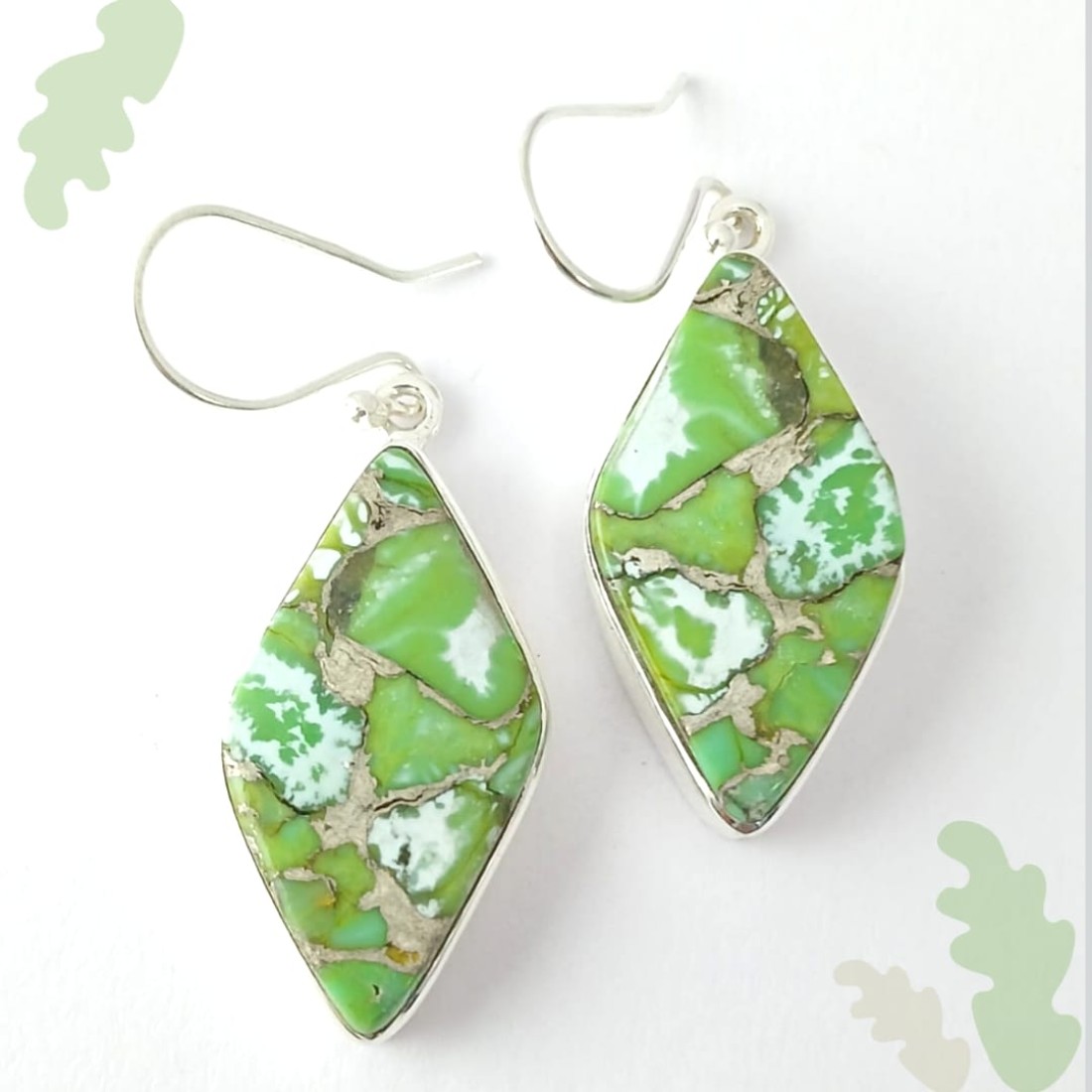 Green Turquoise Silver Earring