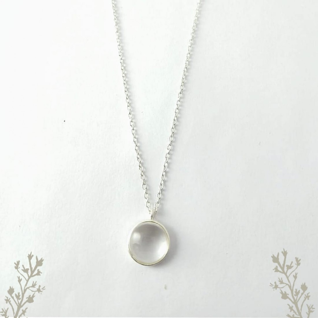 Oval Crystal Silver Necklace