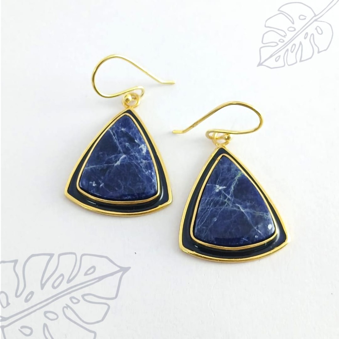 Triangle Blue Sodalite Silver Earring