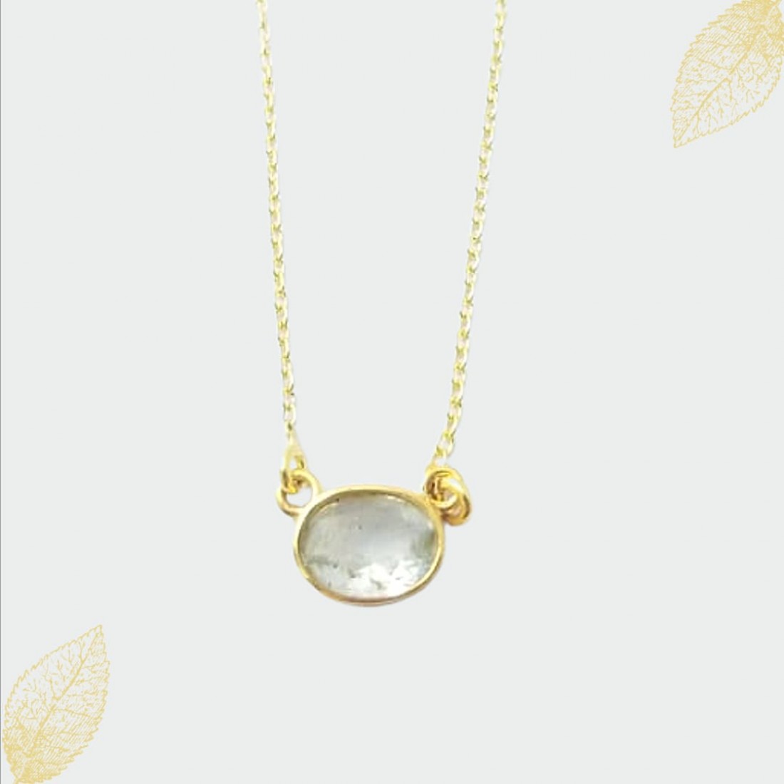 Oval aqua gemstone necklace