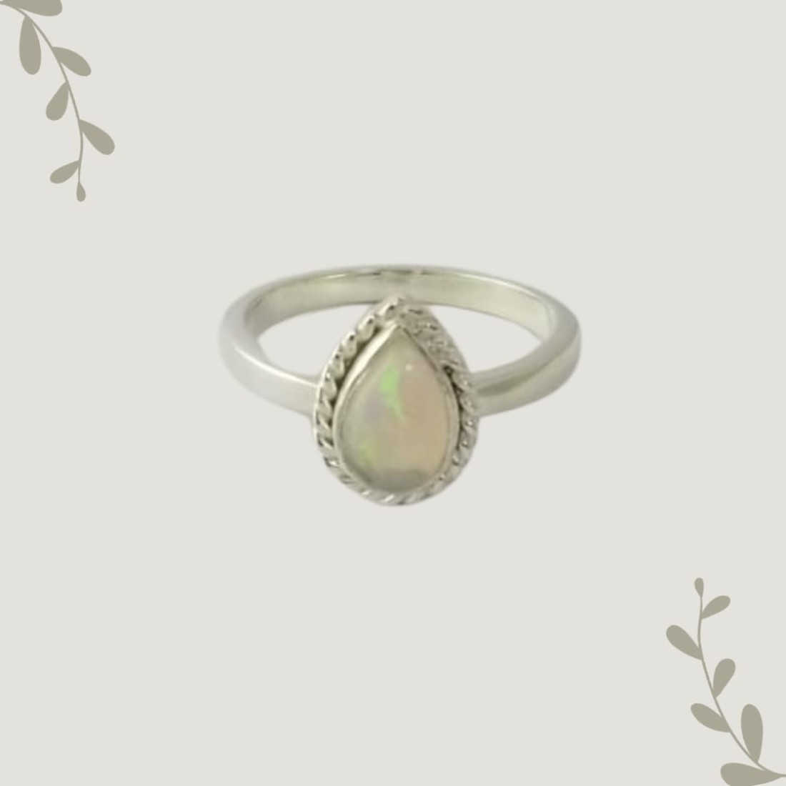 Pear Opal Silver Ring