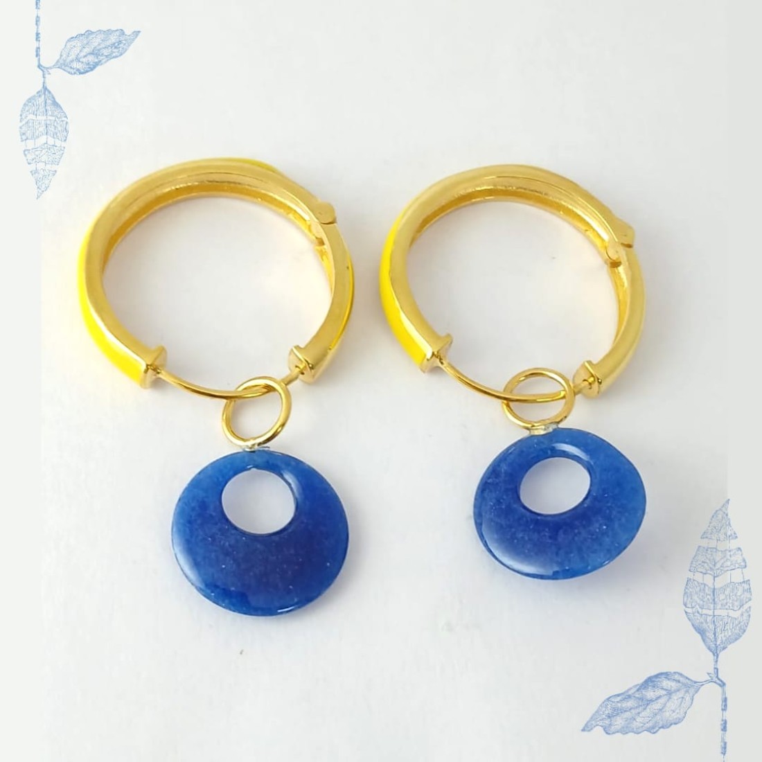 Blue Quartz Silver Hoop