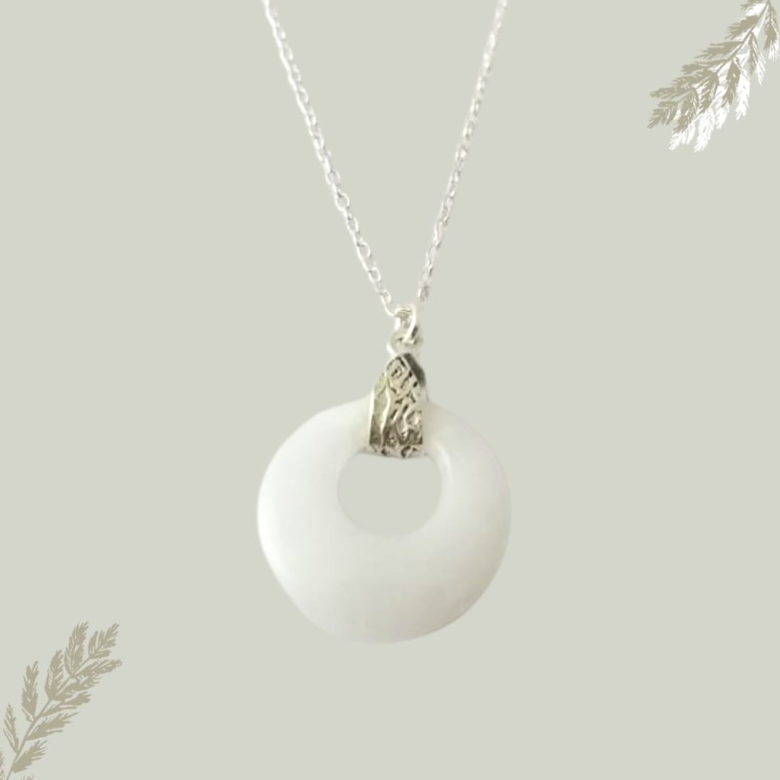 White quartz silver pendant