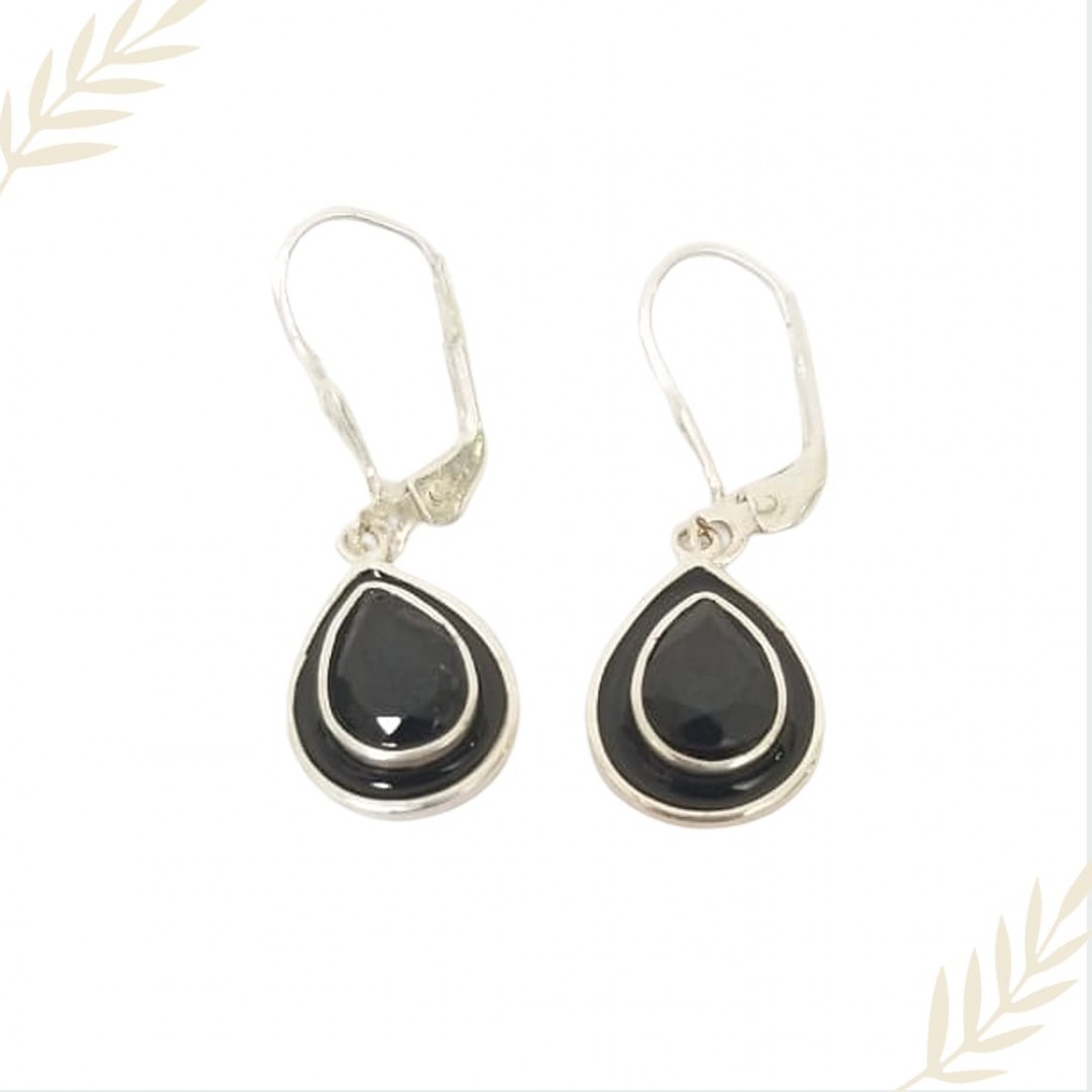 Pear Black Spinel Earrings