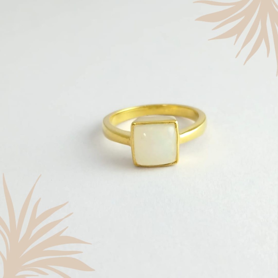 Square Opal Silver Ring