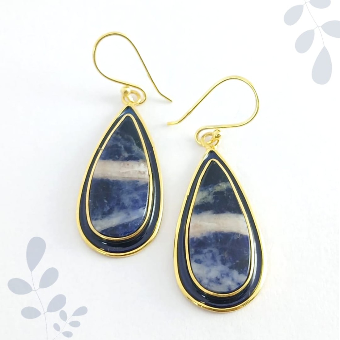 Pear Blue Sodalite Silver Earring