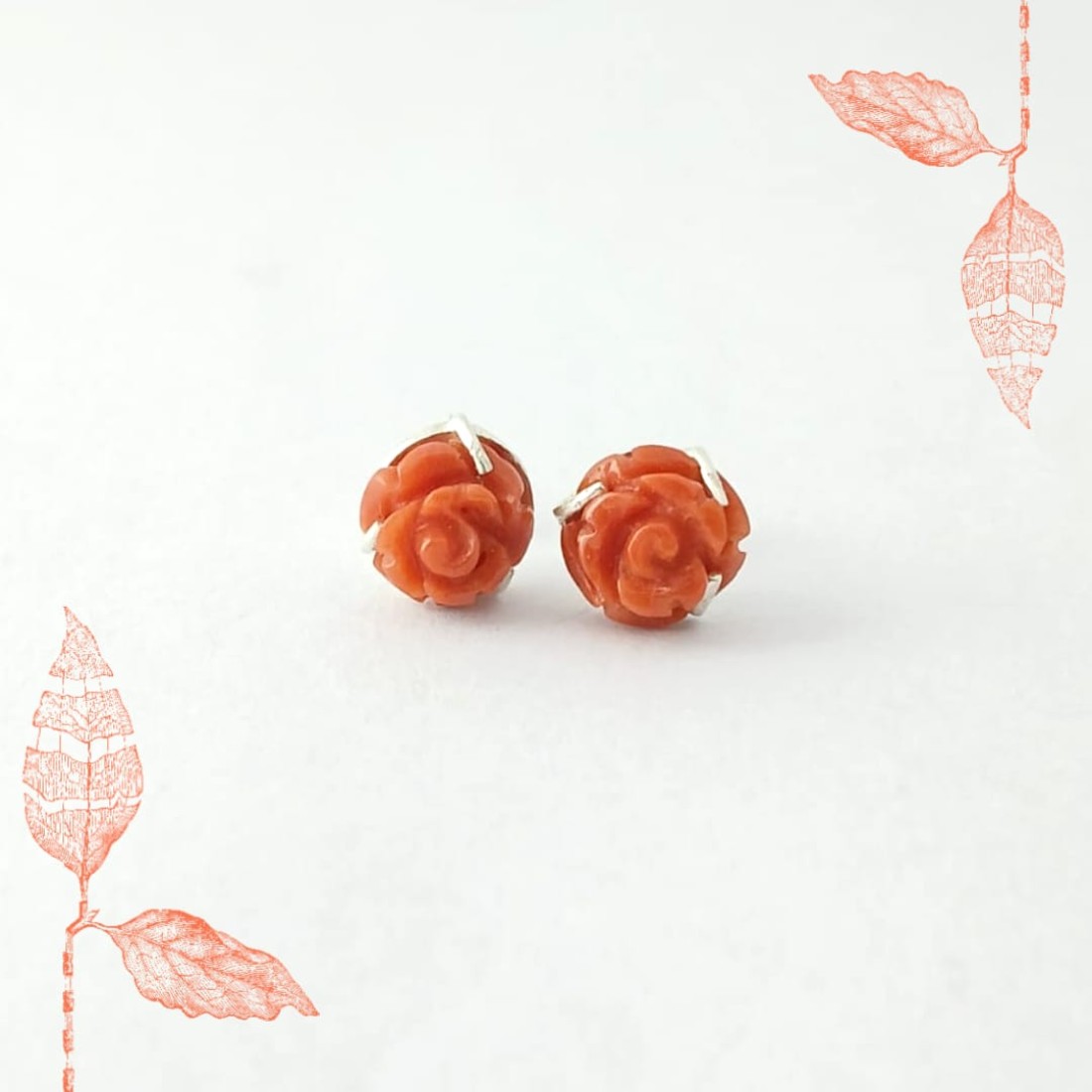 Coral flower Silver Studs.