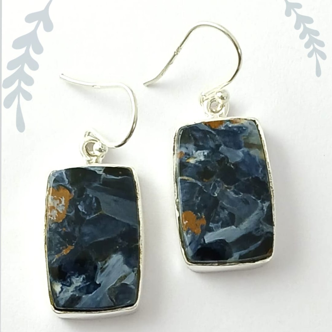 Square Blue Pietarsite Silver Earring