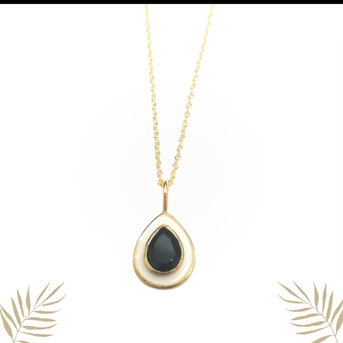 Pear black spinel necklace