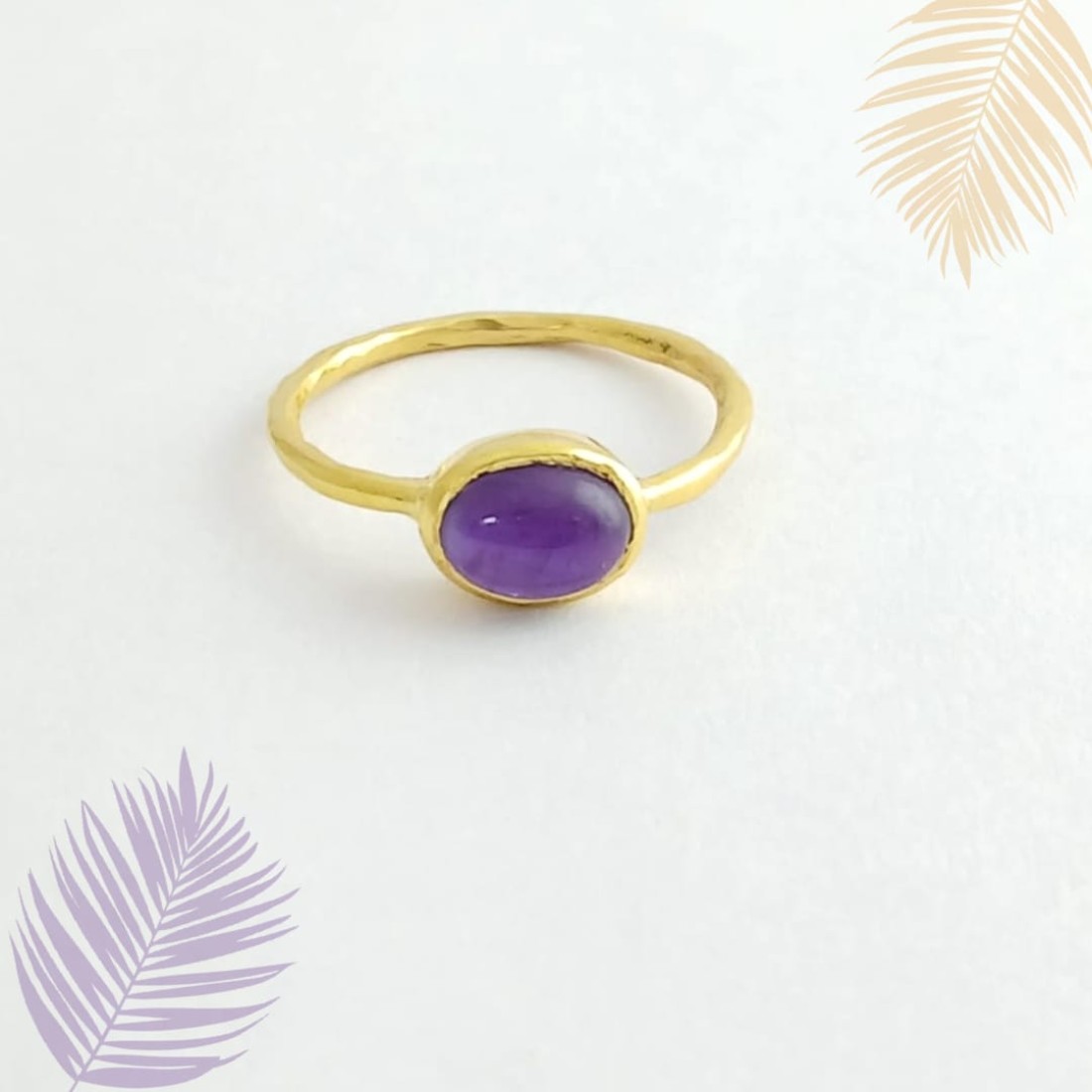 Oval Purple Amethyst Silver Ring