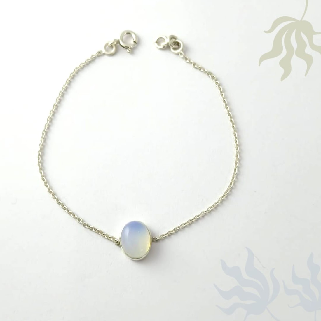 Oval Grey Opal Silver Bracelet