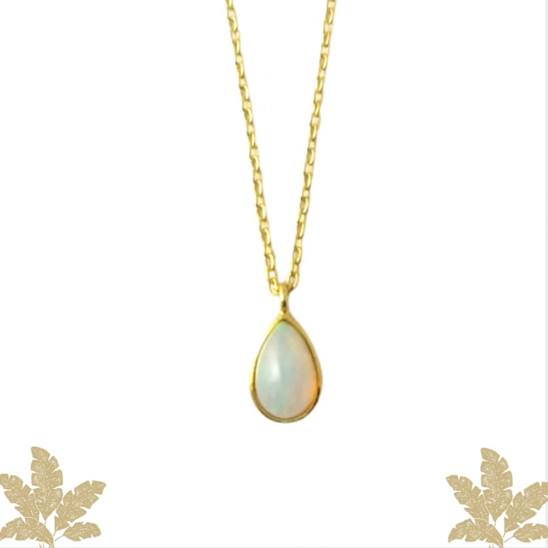 Pear Opal Silver Necklace