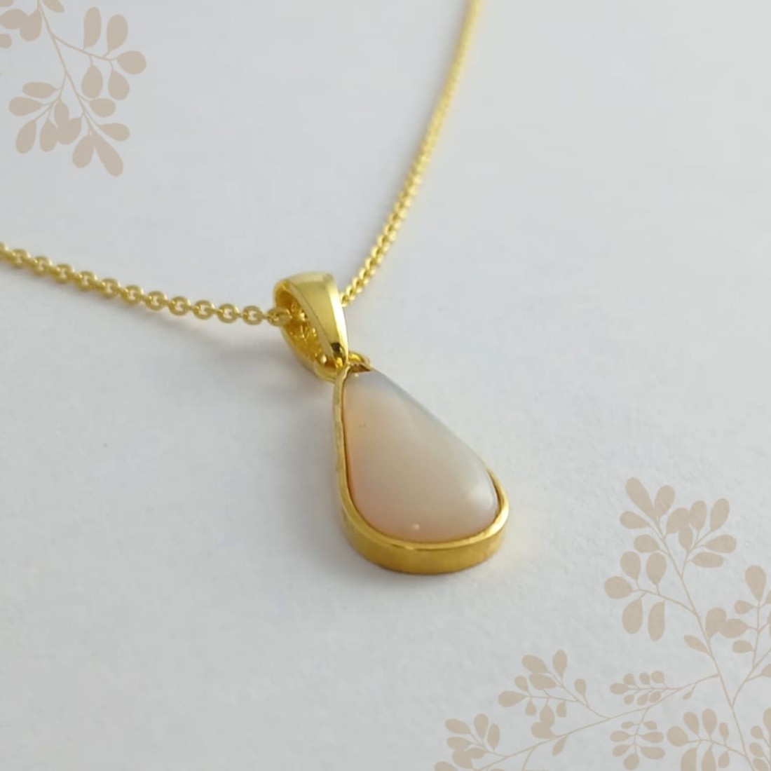 Pear Opal Silver Necklace