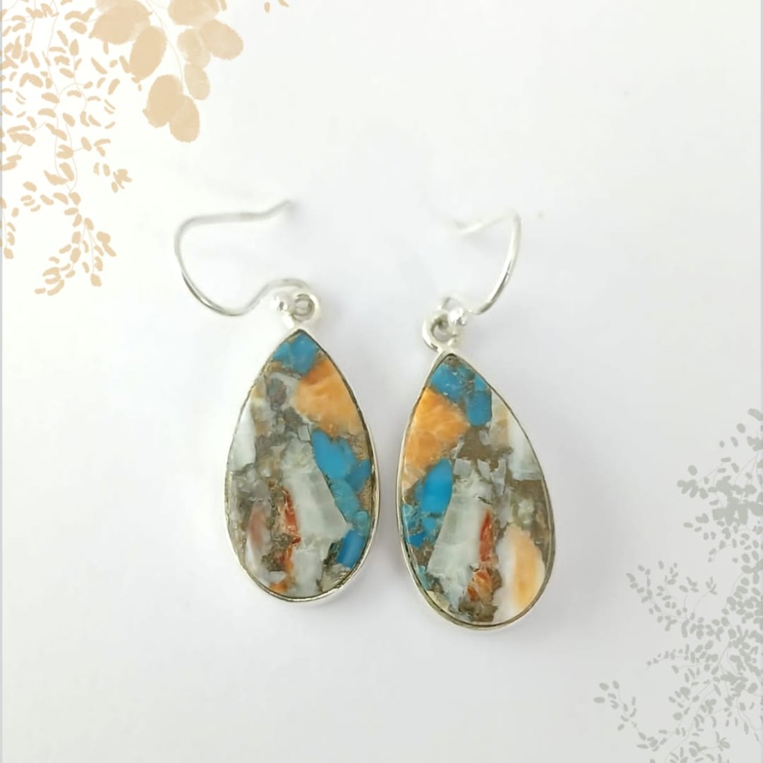 Pear Turquoise Silver Earring