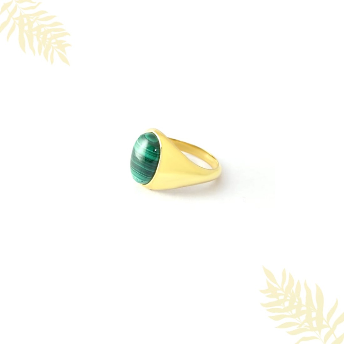 Oval Green  Malachite Silver Ring