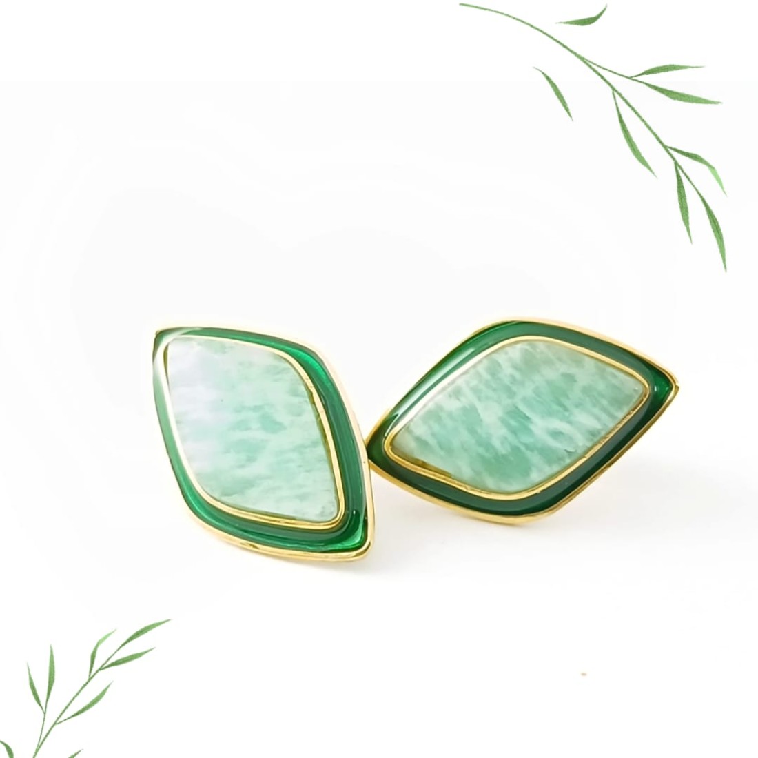    Green Amazonite  Silver Earring  