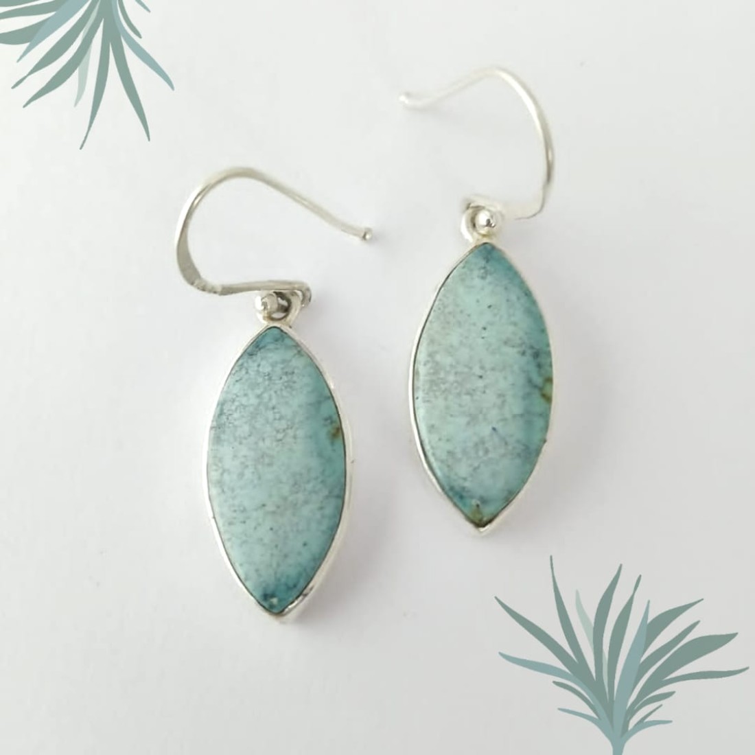 Pastel Blue Amazonite Silver Earring